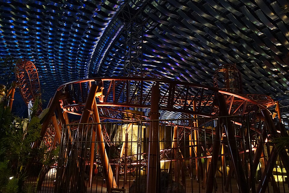 IMG Worlds of Adventure Dubai Marvel zone roller coaster with hero character mascots