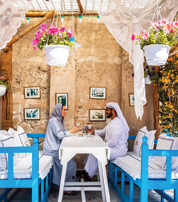 Arabian Tea House bougainvillea courtyard in Al Fahidi with traditional Emirati breakfast — photo 1
