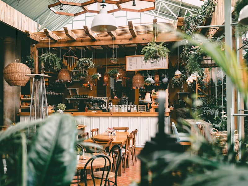 Orto Cafe garden-inspired interior with greenery and healthy brunch plates