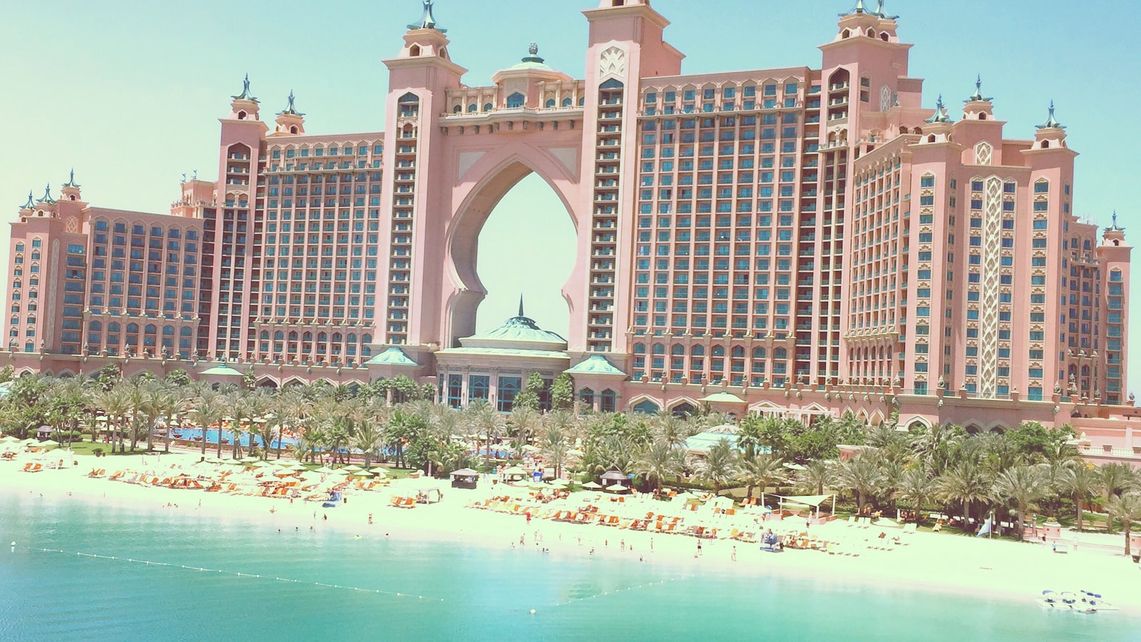 Atlantis The Palm iconic twin towers rising above Palm Jumeirah